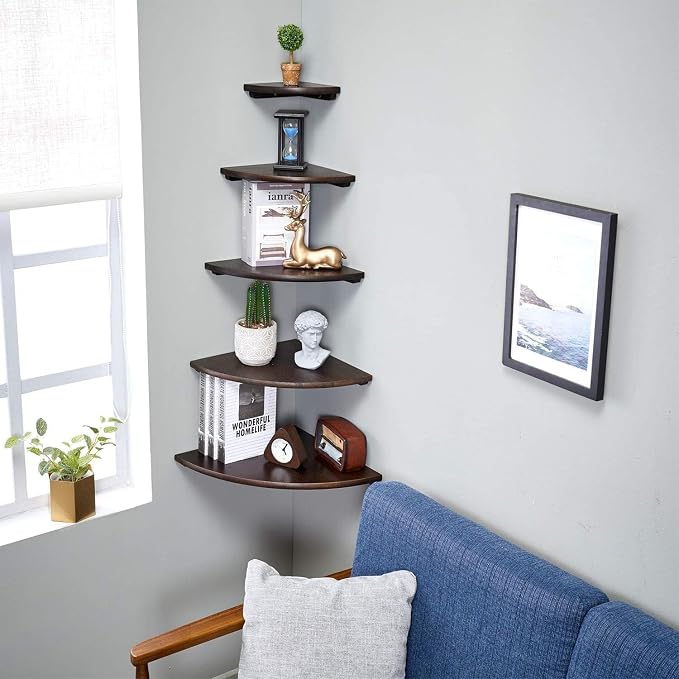 Corner Shelves, Floating Corner Shelf, Round End - Image 6