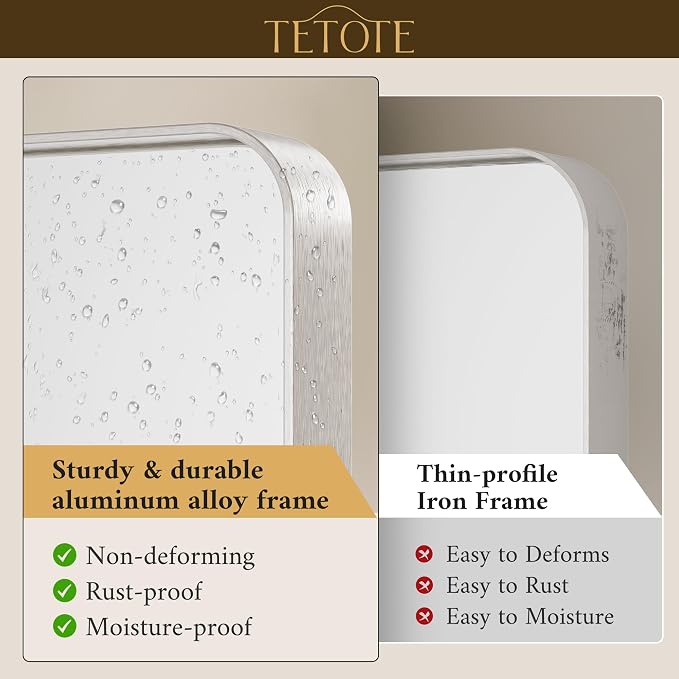 TETOTE Brushed Nickel Bathroom Mirror 24 x 30 Inch - Image 3