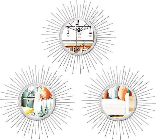 3 Set Sunburst Mirrors for Wall Decorative Metal Mirrors Small Mirror Sets by Cityelf