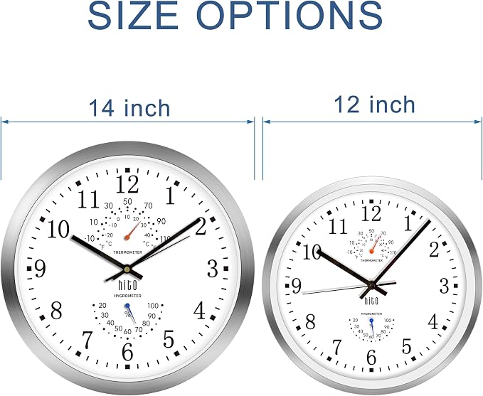 HITO 14 Inch Silent Wall Clock Battery Operated, Large Wall Clock - Image 3