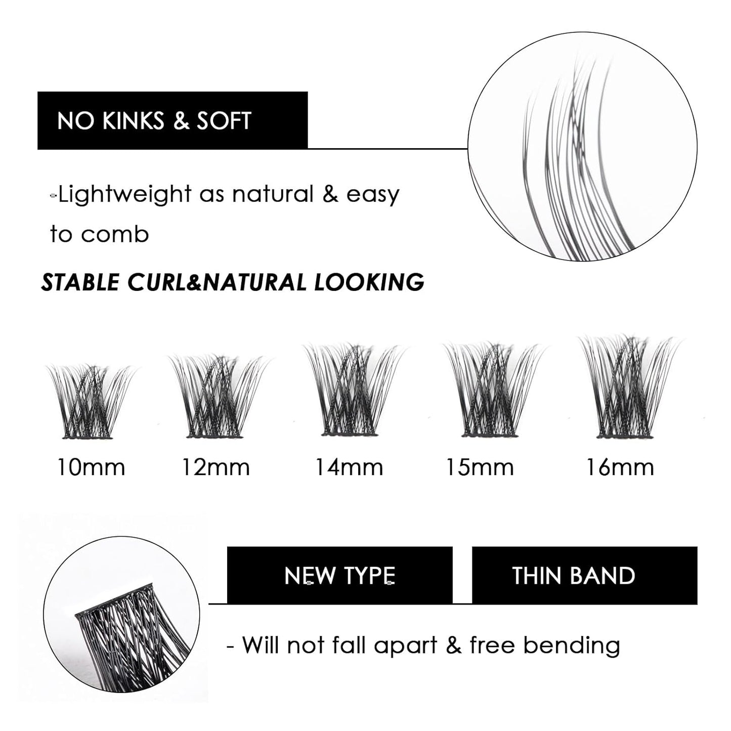 Lash Clusters 144 Pcs Individual Lashes Clusters Eyelash Extensions False Eyelashes DIY Lash Extension Reusable False Eyelashes Natural Look Mix 10-16mm C D Curl-DM01
