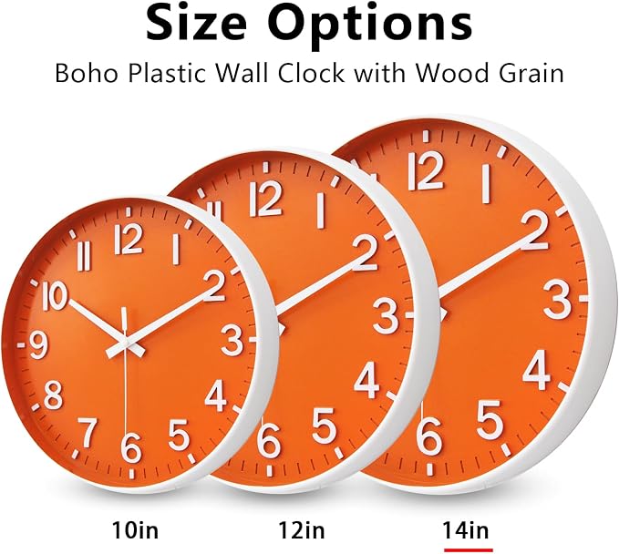 HZDHCLH Wall Clocks Battery Operated, Wall Clock Orange, 14 inch Wall Clock - Image 5