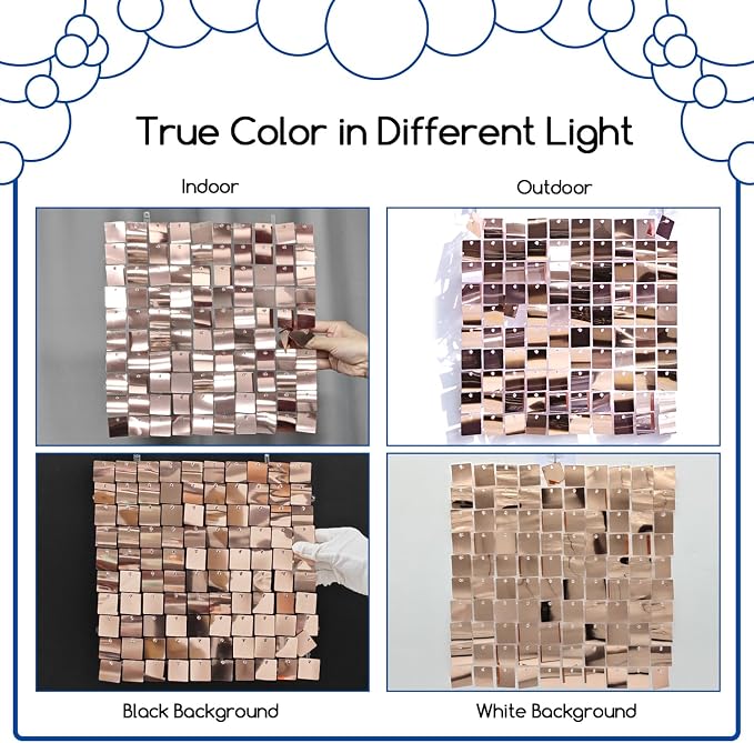 COKAOBE Rose Gold Shimmer Wall Backdrop, Photo Backdrops - Image 4
