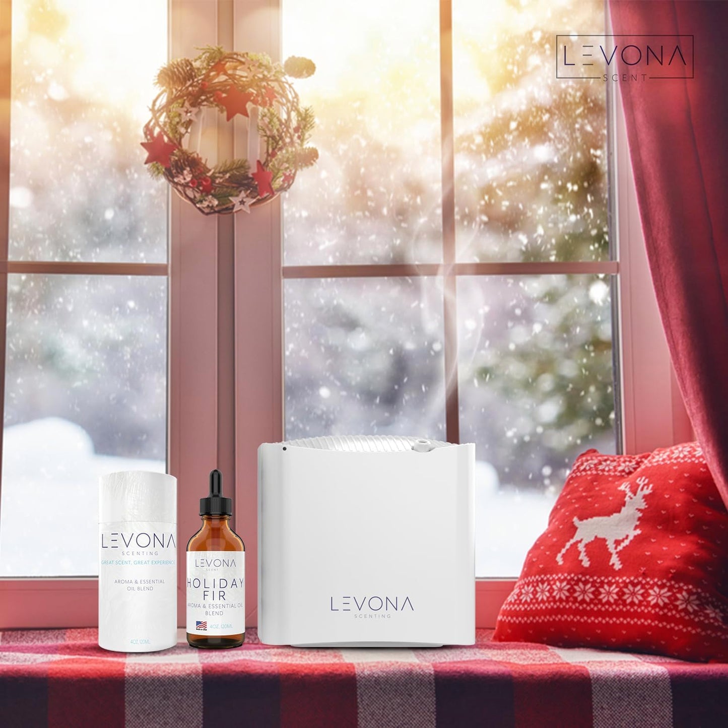 Levona Scent Christmas Essential Oils for Diffuser: Holiday Fir Essential Oil for Diffusers for Home - Essential Oils with Notes of Sandalwood & Amber Oil - Winter Fir and Balsam Fragrance - 120Ml