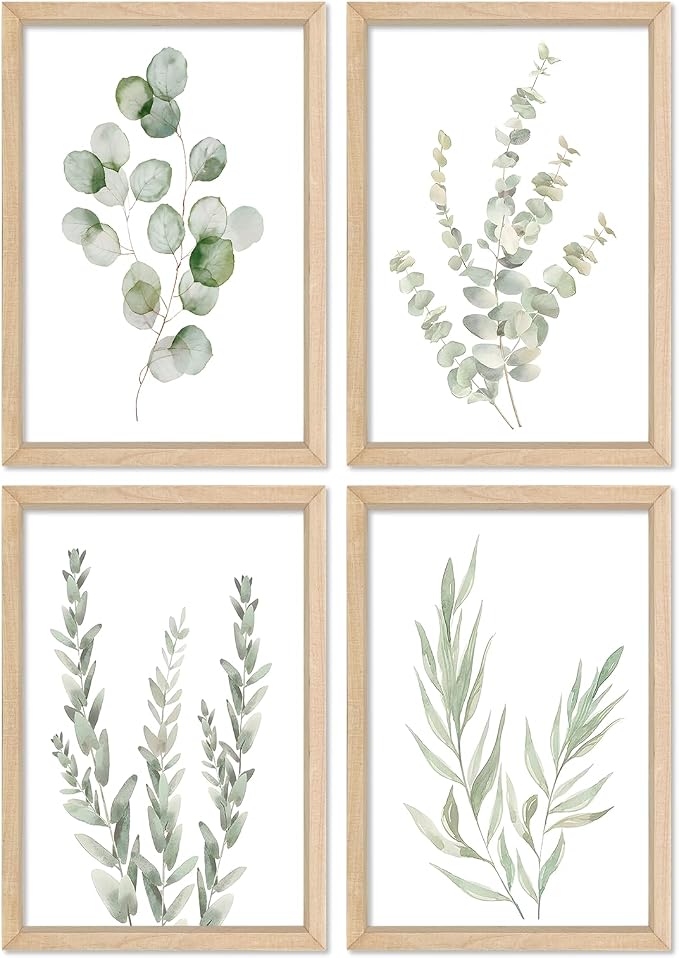YWJKWLGS Botanical Watercolor Prints Sign Sage Green Eucalyptus Wall Decor by Unknown