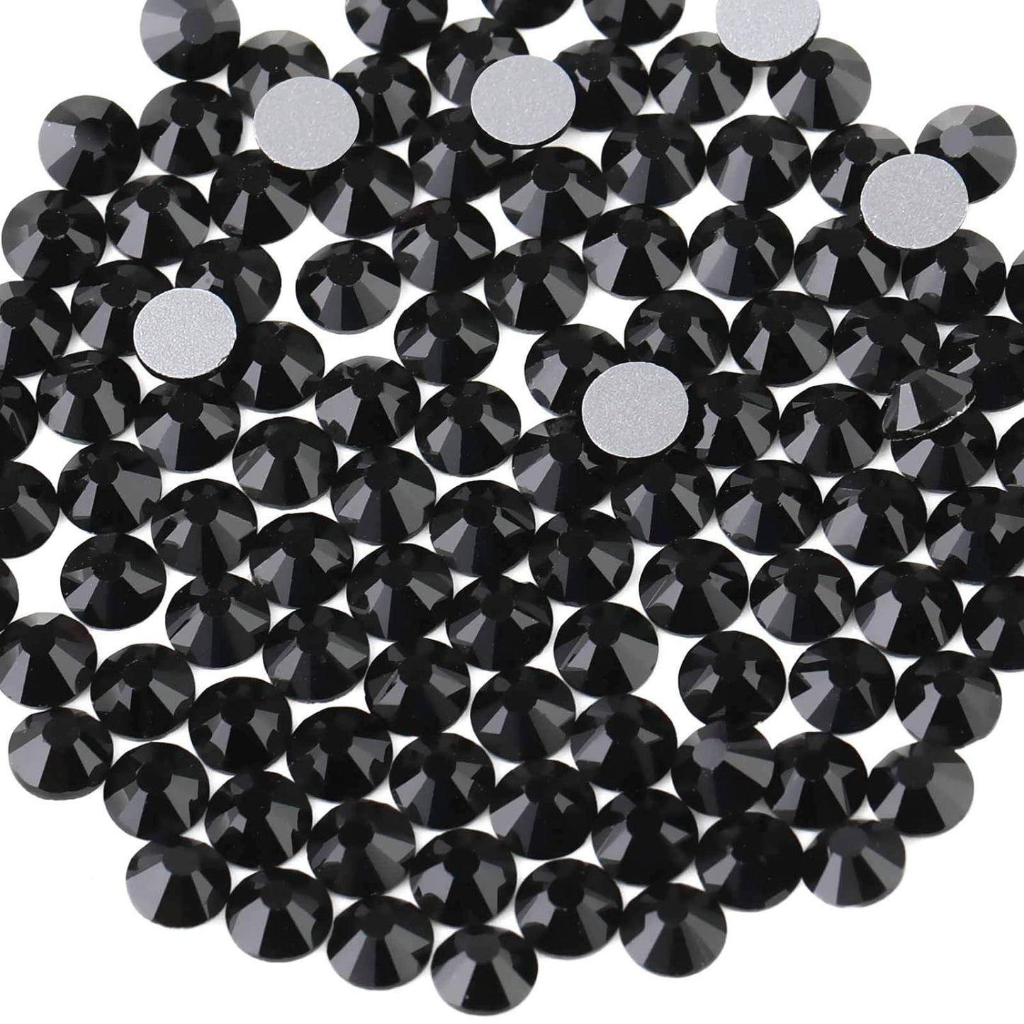 beadsland Flat Back Crystal Rhinestones Round Gems, Black (1.9-2.0mm) SS6/1440pcs