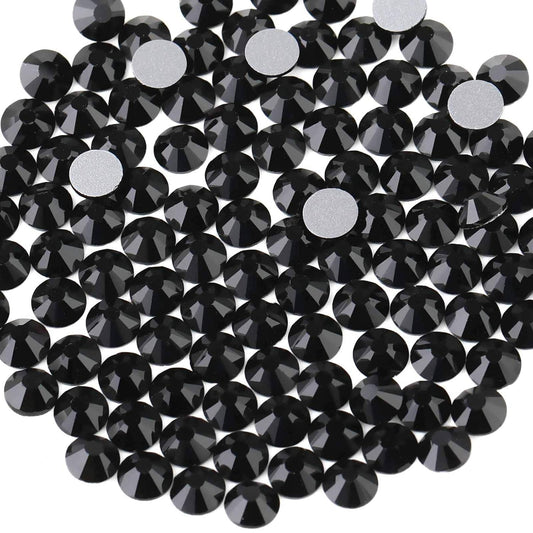 beadsland Flat Back Crystal Rhinestones Round Gems, Black (2.7-2.8mm) SS10/1440pcs