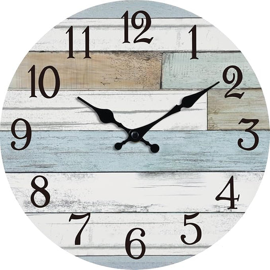 KECYET Wall Clock Battery Operated 8 Inch Silent Non Ticking Coastal Design by KECYETWALLCLOCK
