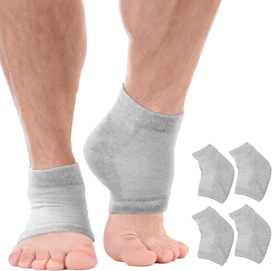 Moisturizing Socks for Men & Women | Aloe Vera Cracked Heel Treatment | Foot Callus Remover | Aloe Socks for Cracked Heels & Dry Feet | Lotion Infused Gel Heel Sleeves (Large - 2 Pairs)