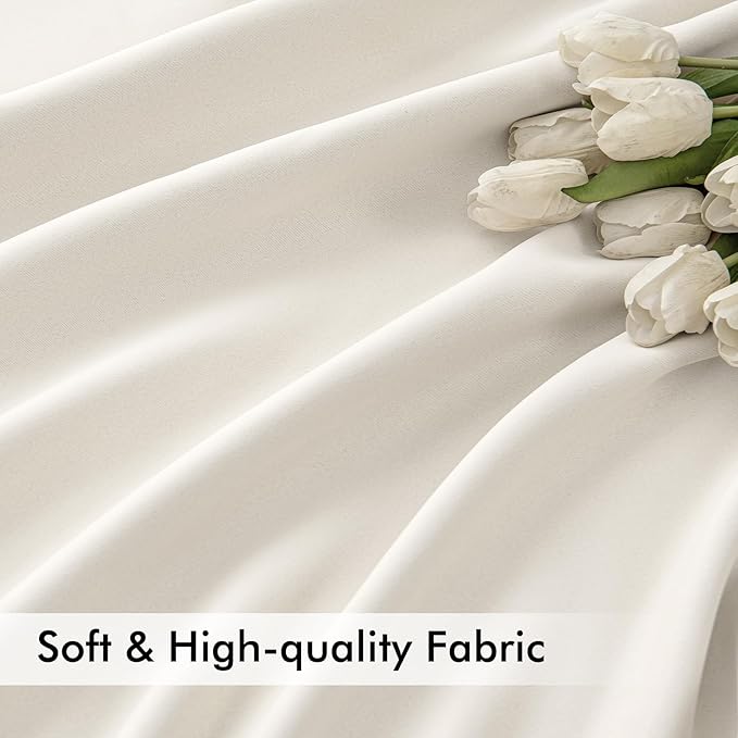 MIULEE Ivory Back Tab Blackout Curtains 63 Inch Length 2 Panels Set - Image 6