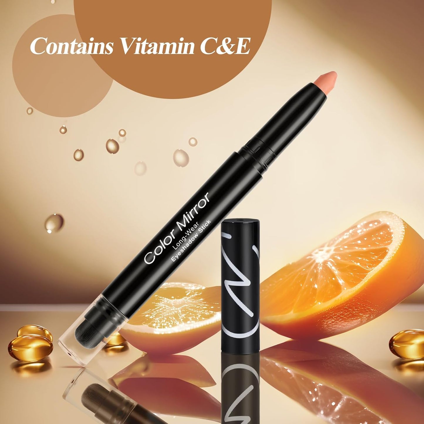 Longwear Cream Eye Shadow Sticks(38 Matte Dainty Caramel), Smudge-Proof, Waterproof Eyeshadow,Silky Formula Glitter With Makeup Brush,Nude Eyeshadow Stick
