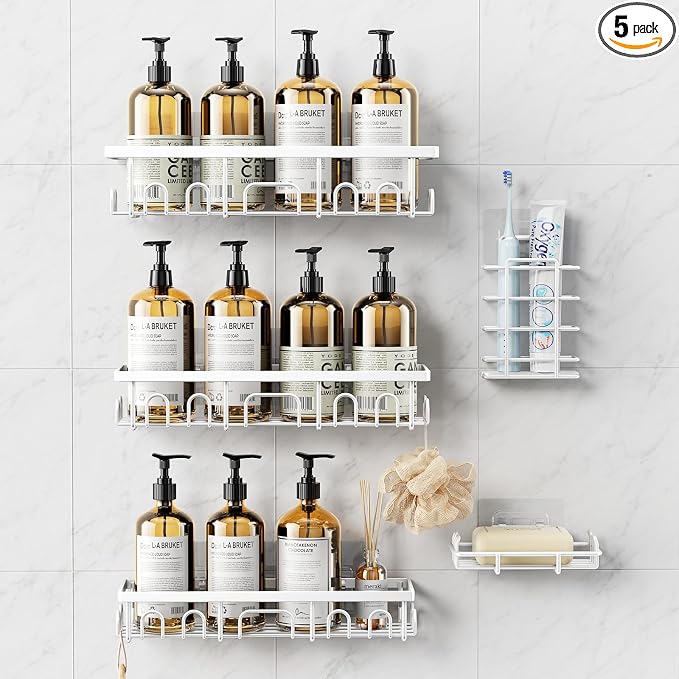 Shower Caddy, 5 Pack Shower Shelves by Deyhoc