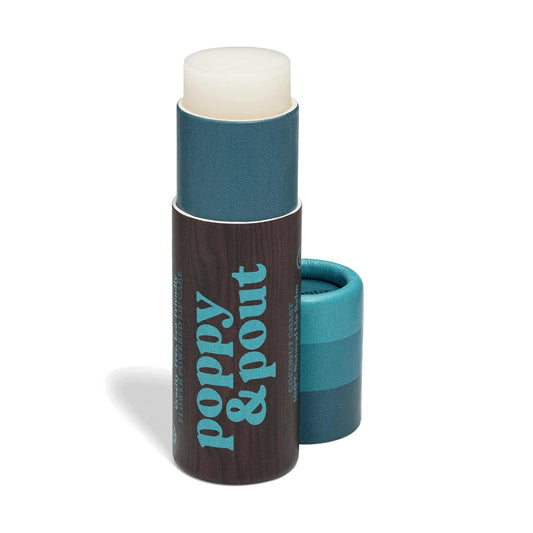Poppy & Pout Coastal Coconut Jumbo Lip Balm | All Natural Lip Balms & Moisturizers | Hydrates with Beeswax, Vitamin E, Organic Coconut Oil | Cruelty-Free | Lip Balm in Recyclable Cardboard Tube