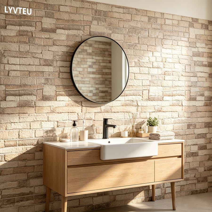 10PCS 3D Wall Panels, 3D Brick Foam Peel & Stick, Retro Light Coffee - Image 5