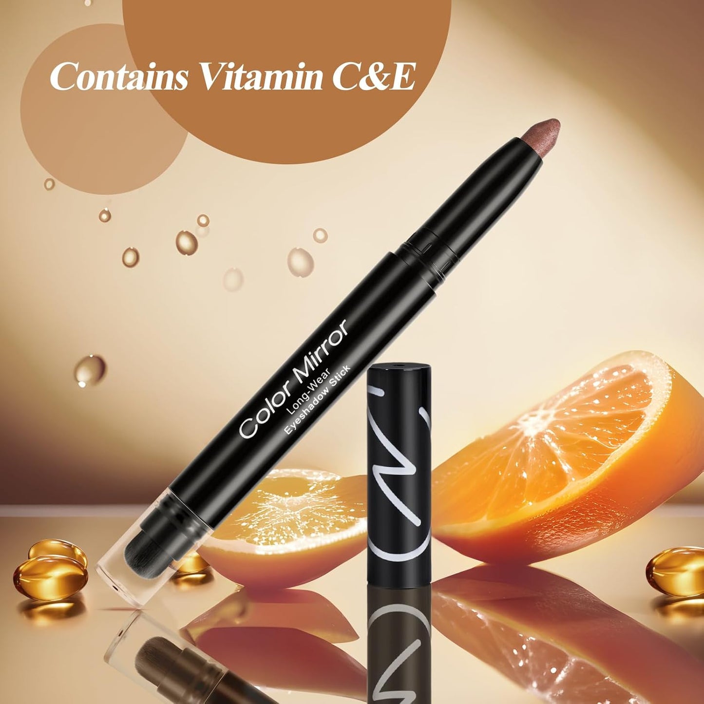 Longwear Cream Eye Shadow Sticks(11 Sand Shimmer),Smudge-Proof, Waterproof Eyeshadow,Silky Formula Glitter With Makeup Brush,Brown Eyeshadow Stick
