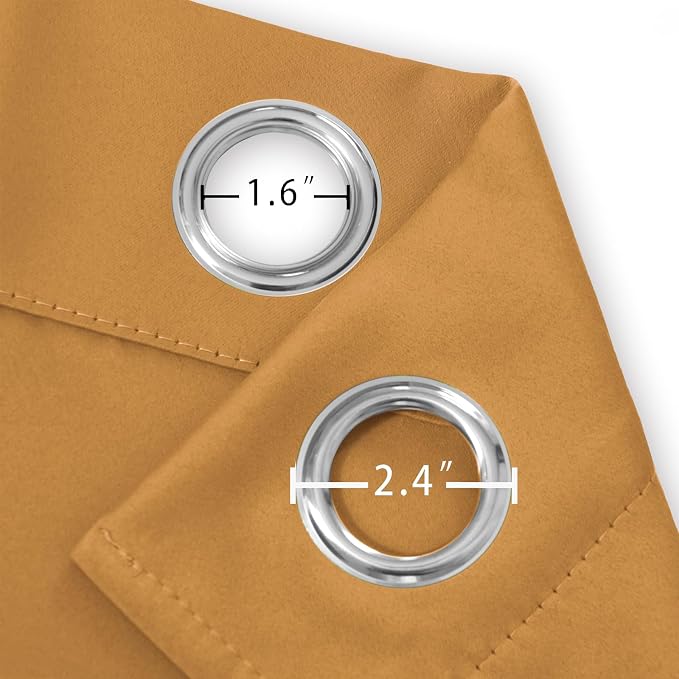 LEMOMO Blackout Curtains 66 x 54 Inch Long Mustard Yellow Curtains Set of 2 - Image 5