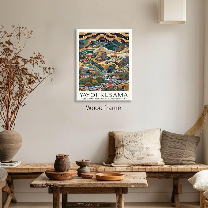 Yayoi Kusama Framed Wall Art Vintage Japanese Poster 16X24 in Abstract Buddha - Image 3