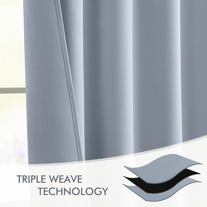 MIULEE Light Blue Back Tab Blackout Curtains 120 Inch Long 2 Panels Set - Image 7