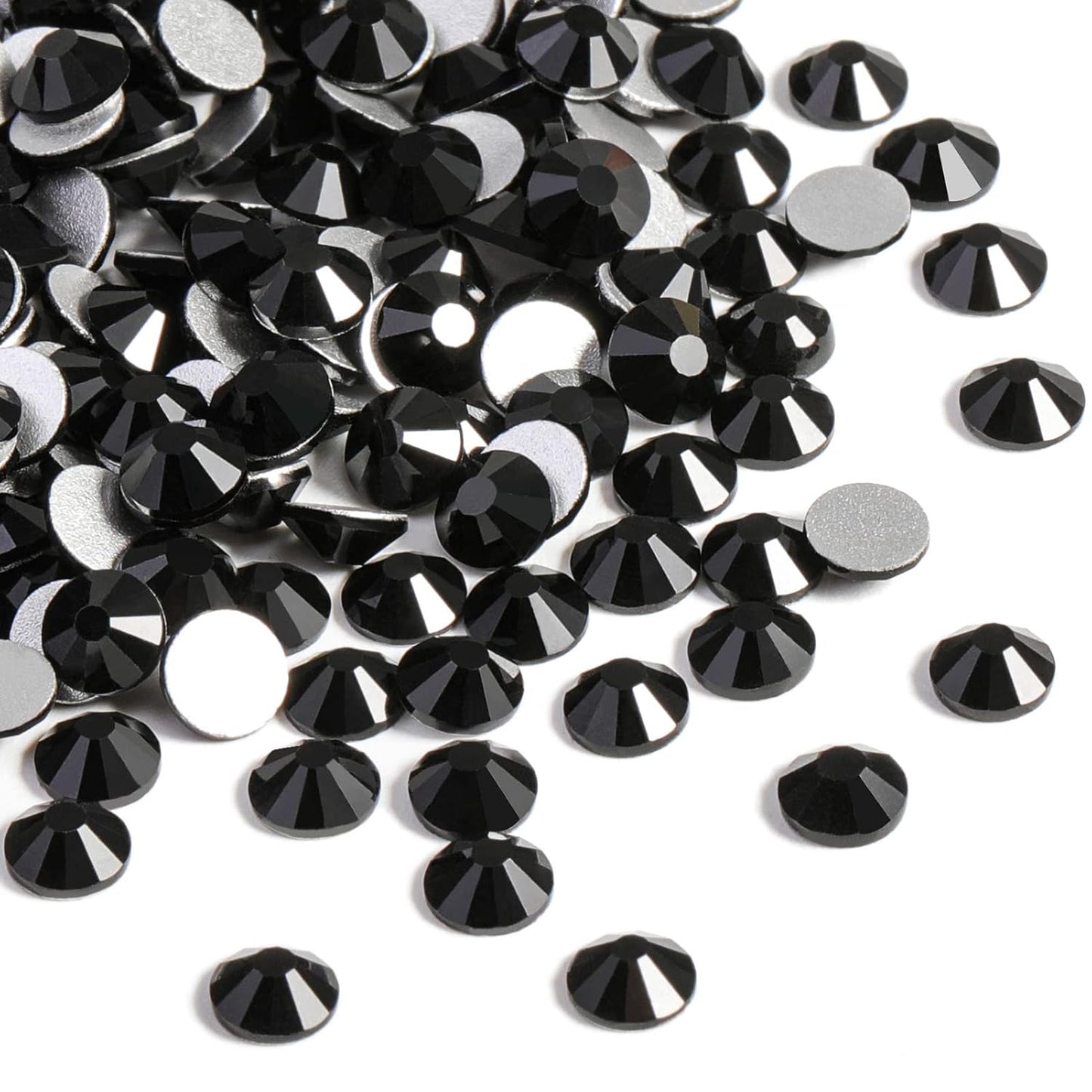 beadsland Flat Back Crystal Rhinestones Round Gems, Black (2.7-2.8mm) SS10/1440pcs