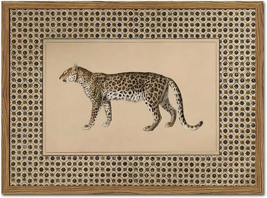 Vintage Leopard Wall Art Cheetah Safari Wall Decor Paintings, Wildlife Animal by YYNISPINWallArt
