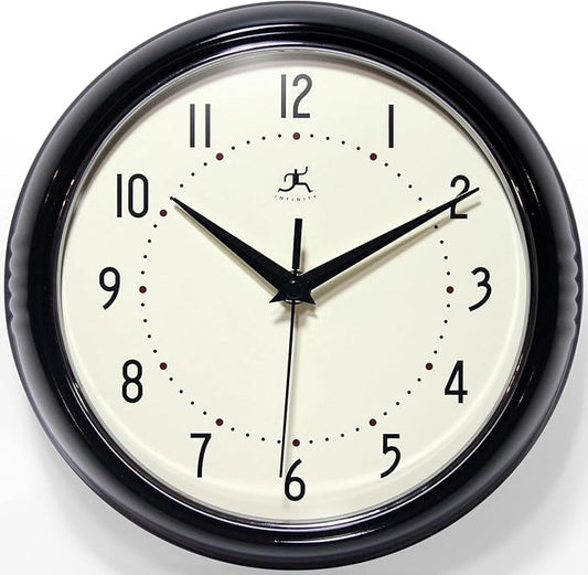 Infinity Instruments LTD. Retro 9 inch Silent Sweep Non-Ticking Mid Century by InfinityInstruments
