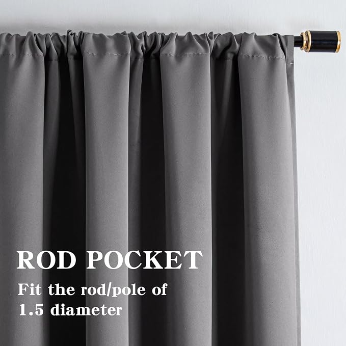 IGEMAEVE Blackout Curtains 84 Inch Length 2 Panels Set, Rod Pocket Energy - Image 2
