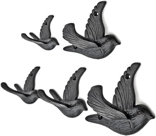 Ambipolar Flying Bird Iron Cast Decorative Bird Wall Mounted Coat Hooks by Ambipolar