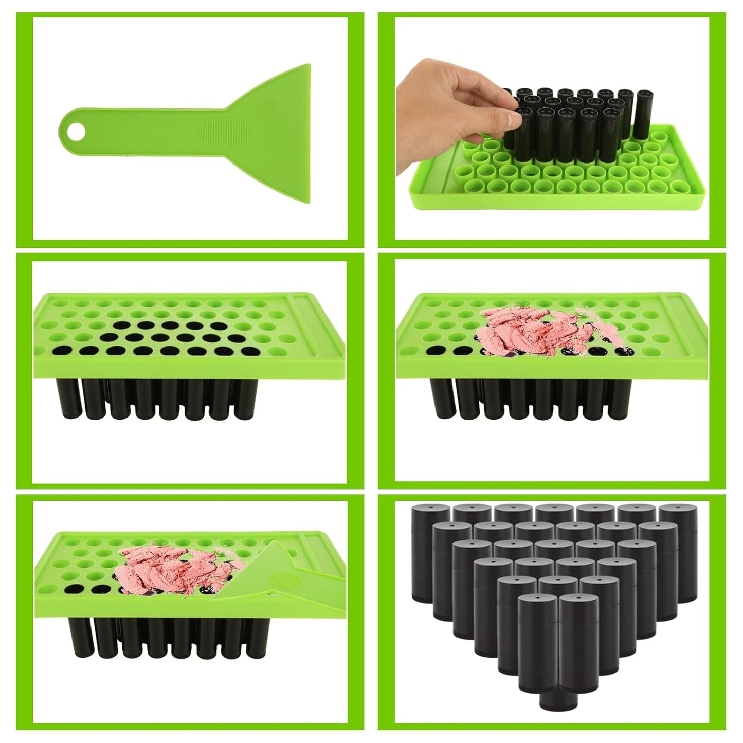 150 Pack Empty Lip Balm Tubes, 5ml/5g Plastic Lipsticks Filling Containers with Filling Tray and Spatula, Lip Balm Tube with Caps for Women Girl DIY Handmade Chapstick, Lipsticks, Black