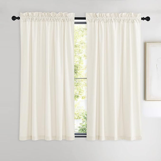 NICETOWN Ivory White Velvet Curtains 54" Length 42" Wide, Light Dimming Thermal by NICETOWN