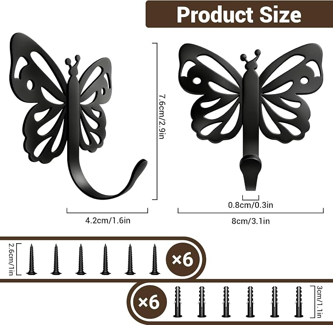 Midukit Butterfly Design Wall Hooks - Image 2