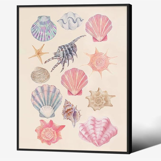 Pink Shell Posters Funky Coastal Cowgirl Wall Art Vintage Beach House by Unknown