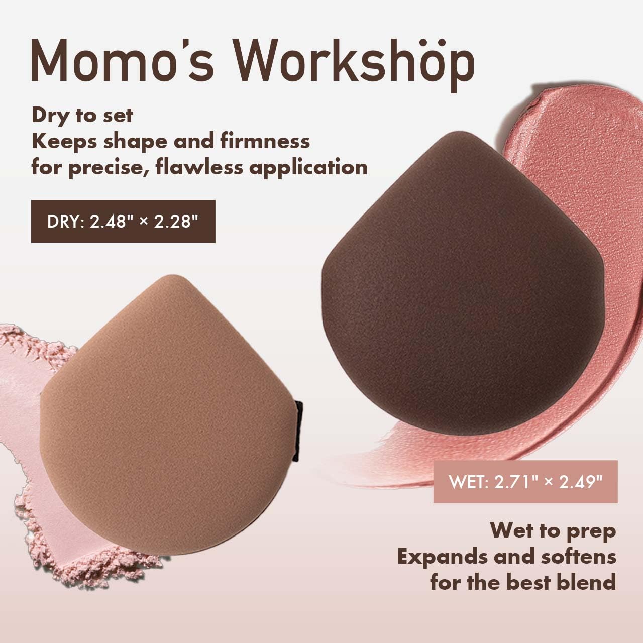 Makeup Sponge Set, Hydropolyurethane Sponges, Dry/Wet Use with Lychee-Pattern PU Leather, Expands 1.3x, for Full/Sheer Coverage Finish,3pcs Beauty Puffs &Storage Case