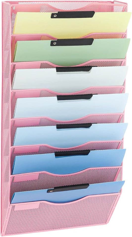 EASEPRES 8 Pocket Mesh Hanging Wall File Organizer, Wall Mounted Mail Paper by EASEPRES