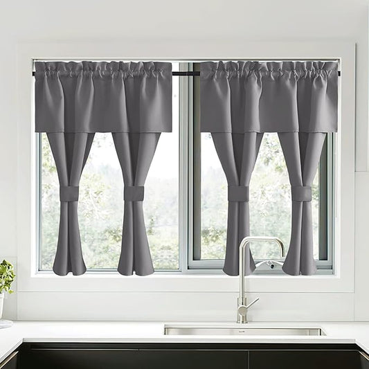 NICETOWN Short Curtains with Attached Valance by NICETOWN