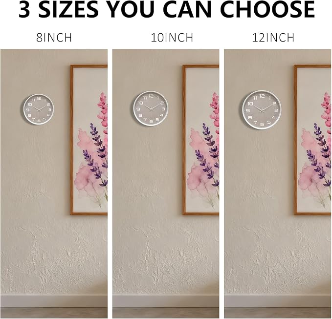 Modern Wall Clocks Battery Operated, 12 inch Silent Non Ticking Analog Clock - Image 9