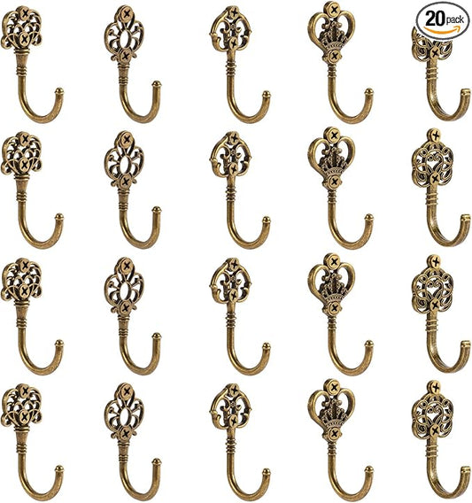 20 PCS Vintage Metal Wall Hooks, Bohemian Decorative Hook by XHIPY