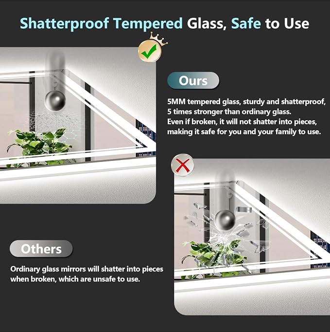 84x40 LED Bathroom Mirror with Lights, Backlit and Front Lit Anti-Fog Lighted - Image 6