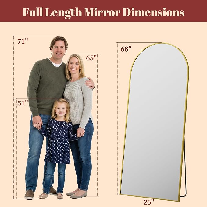Suidia 68"x26" Arched Full Length Mirror - Image 4