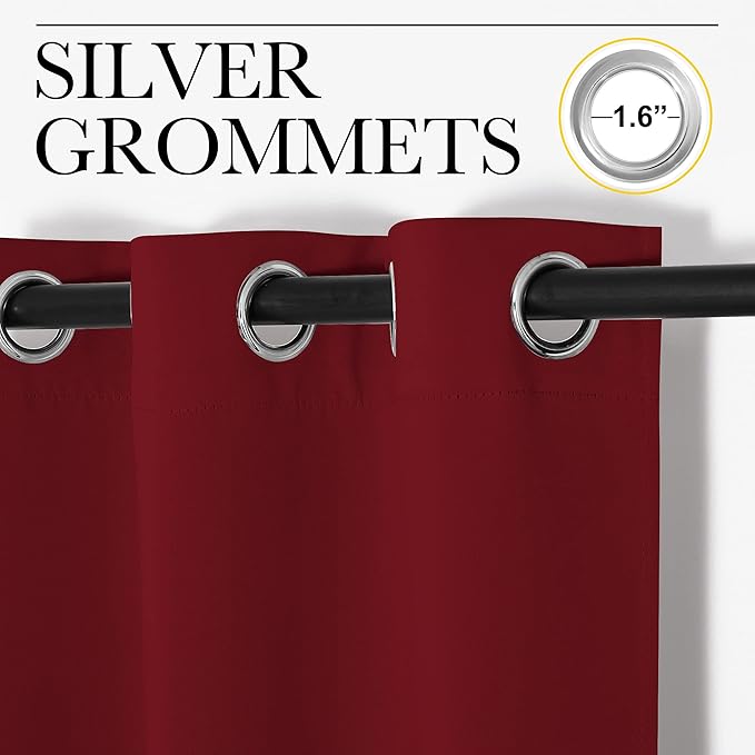 NICETOWN Burgundy Red Blackout Curtains 120 inches Length - Image 2