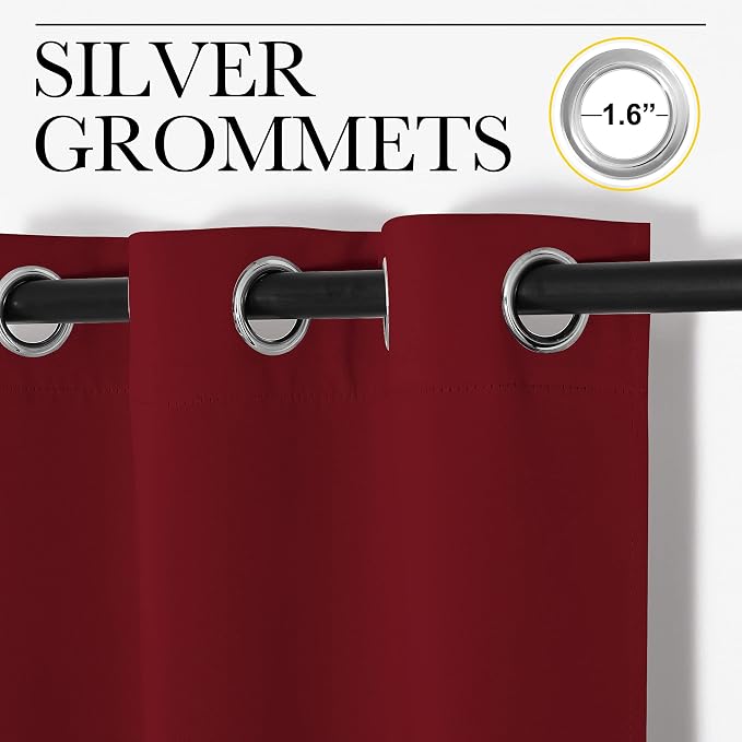 NICETOWN Burgundy Red Blackout Curtains 78 inches Length - Image 2