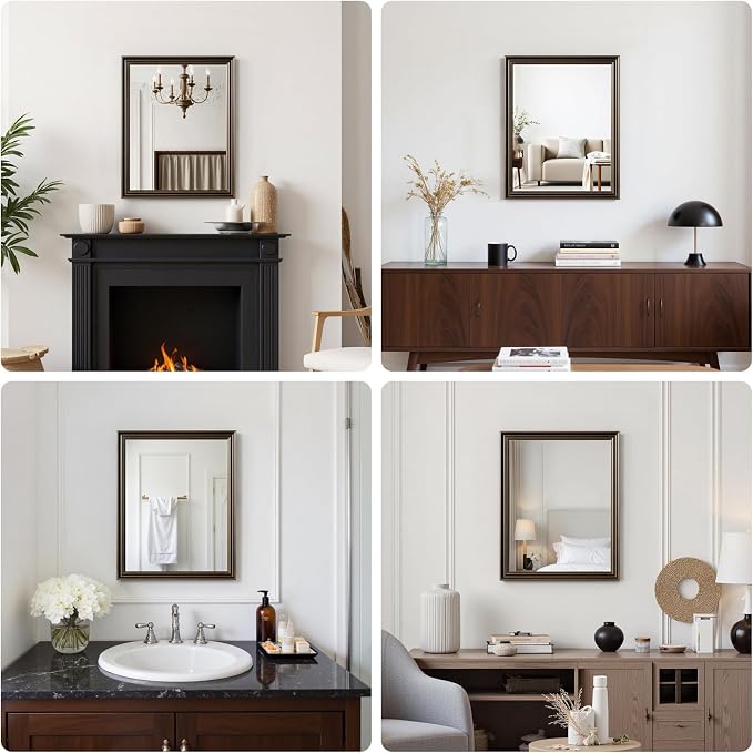 Retro Copper Effect Framed Wall Mirror, 16x20 Rectangle Mirror, - Image 9