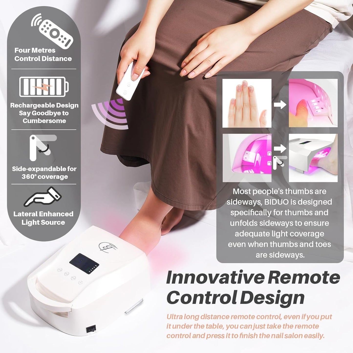 96W Rechargeable Cordless UV LED Nail Lamp,52 Beads Quick Dry with Remote Control,4 Timers,Auto Sensor,Key Sound,Cooling Fan,Professional Gel Nail Light Dryer for Manicures Pedicures