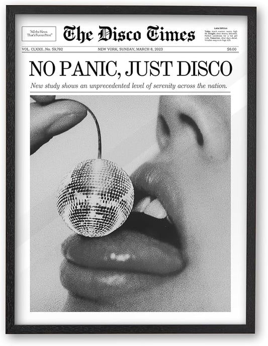 iHery Premium Natural Black OAK Wood 12x16in No Panic Just Disco Trendy Framed by iHery