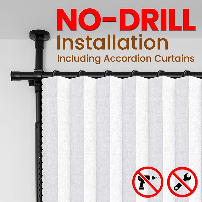 100% Blackout Room Divider Curtains Sets White W100 x L96 in 2 Panels No Drill - Image 3