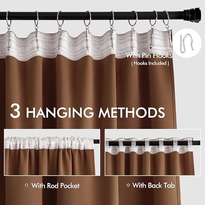 MIULEE Back Tab Blackout Curtains 102 Inch Long 2 Panels Set - Image 3