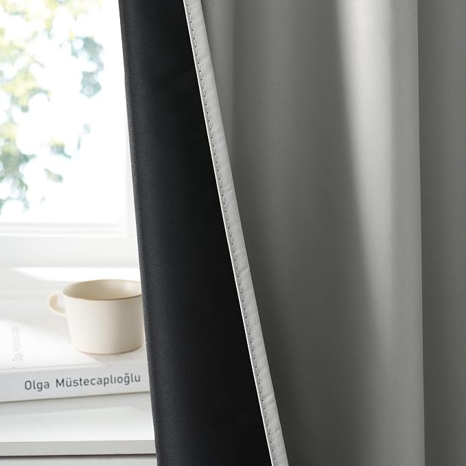RYB HOME Bedroom Blackout Curtains 72 inches Long, 100% Blackout Thermal - Image 3