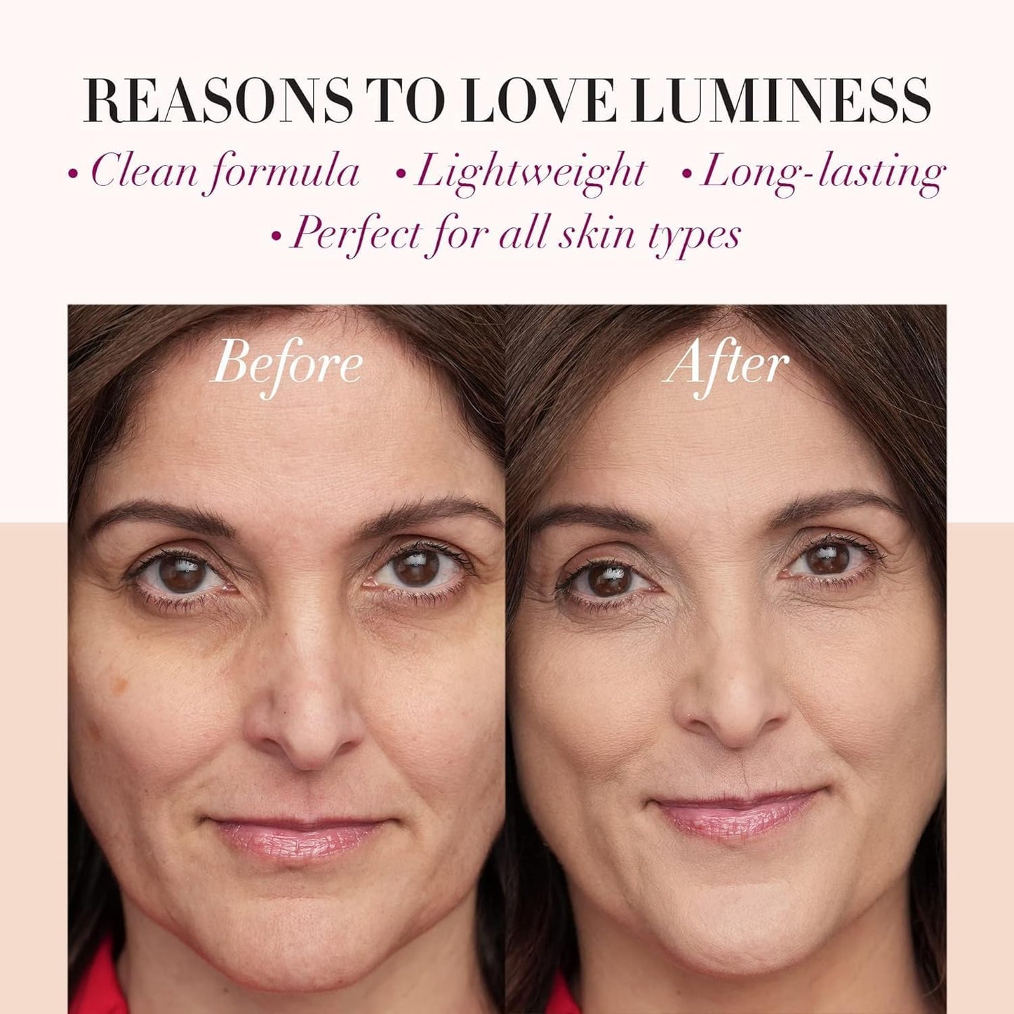 LUMINESS Silk Airbrush Spray Foundation & Buffing Brush Kit – Full Coverage Foundation & Dual-Sided Buffing Brush - Buildable Coverage, Anti-Aging Formula Hydrates & Moisturizes (Shade - Light Rich)