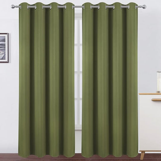 LEMOMO Olive Blackout Curtains/52 x 95 Inch/Set of 2 Panels Thermal Insulated by Lemomo