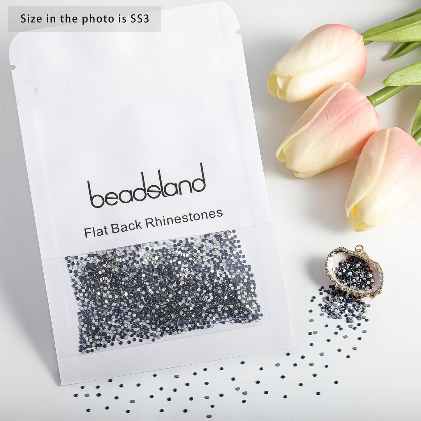 beadsland Flat Back Crystal Rhinestones Round Gems for Nail Art and Craft Glue Fix,Montana (1.3-1.4mm) SS3/1440pcs