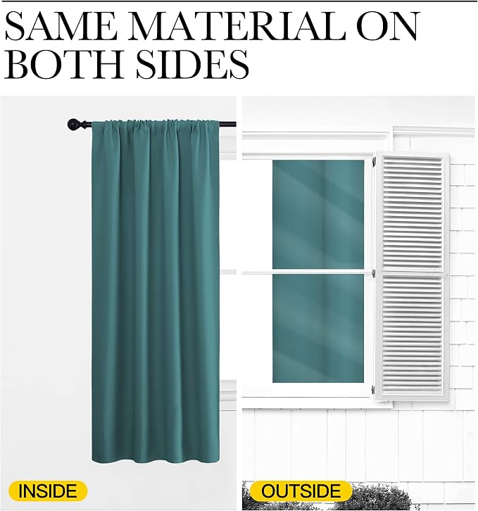 NICETOWN Blackout Curtains for Living Curtains, Sea Teal, 2 Panels, 29 by 30 - Image 5
